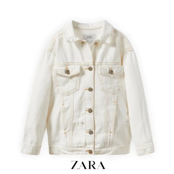ZARA Kids | Ecru | OVERSIZED DENIM JACKET - Picture 2 of 5